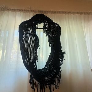Elegant Black Fringe Scarf
